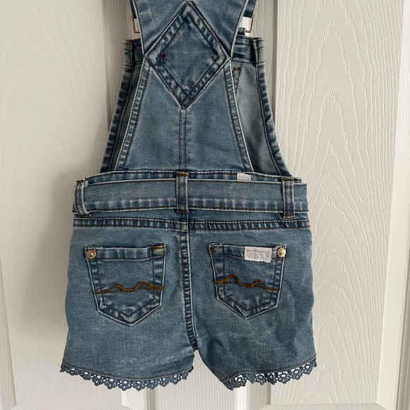 7 for all Mankind Toddler Girls Overall Shorts with Lace detail size 18 M - Picture 4 of 8